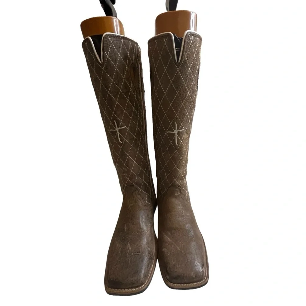 TWISTED X boy DISTRESSED RUFF STOCK COWBOY BOOTS - BROAD SQUARE TOE